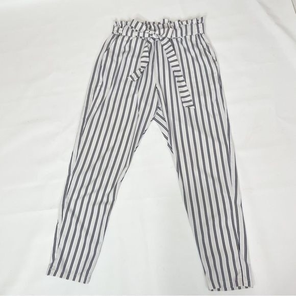 Women Pants Medium Striped Polyester Tie waist ruffles Urban Heritage - Picture 3 of 13